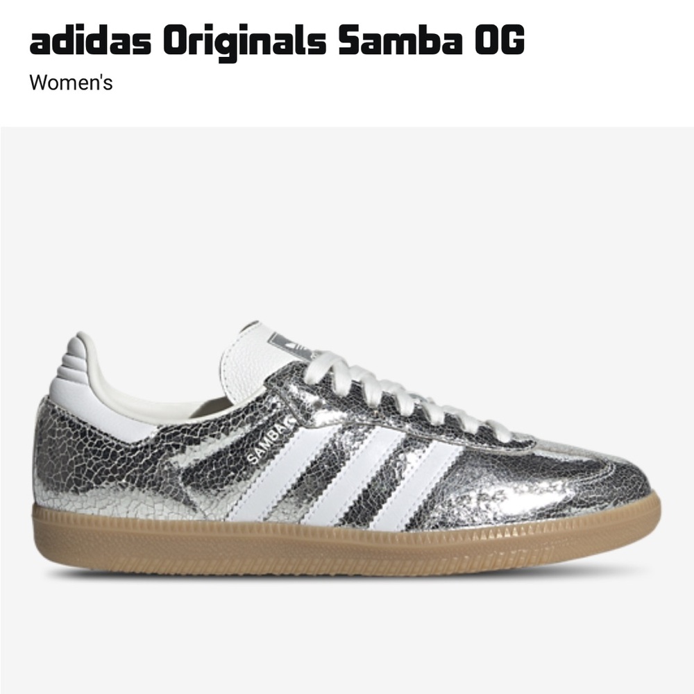 Adidas Women's Samba Silver and White Sneakers